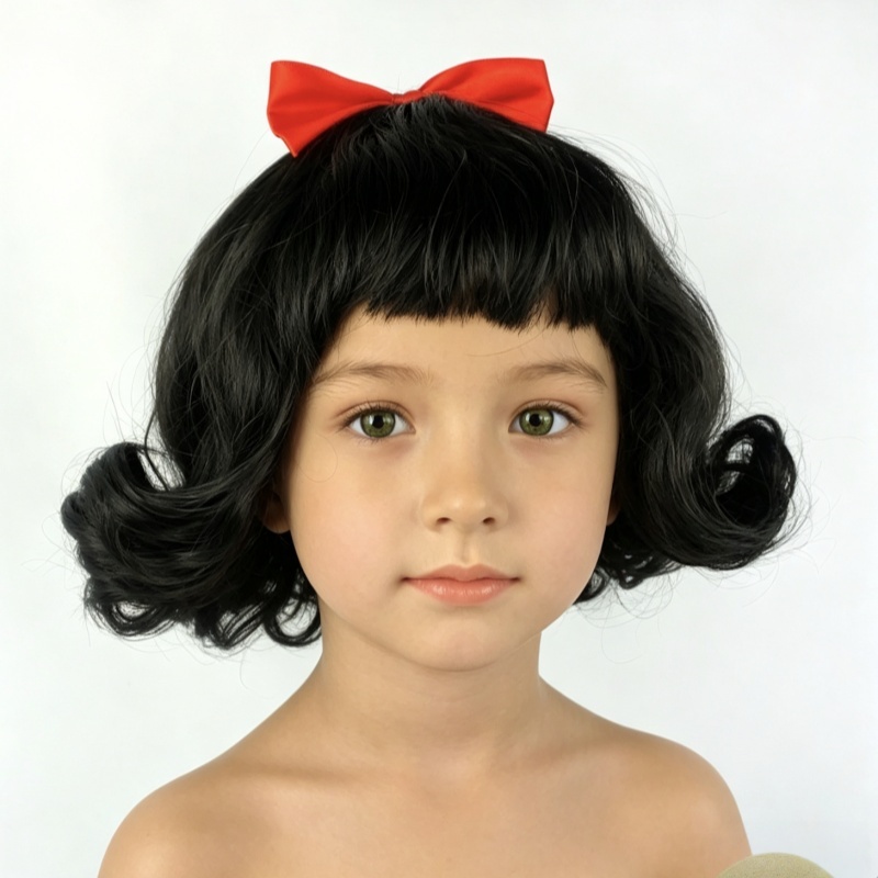 Peluca de Pelo Lacio Negro con - Cosplay Prop Bow reseña y precio