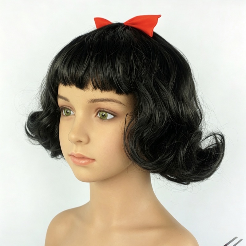 Peluca de Pelo Lacio Negro con - Cosplay Prop Bow reseña y precio